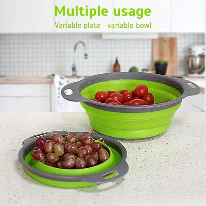1個入り、折りたたみ式シリコン製ザルバスケット。野菜や果物用 - Kitchen Gadgets Organizer のレビューと価格