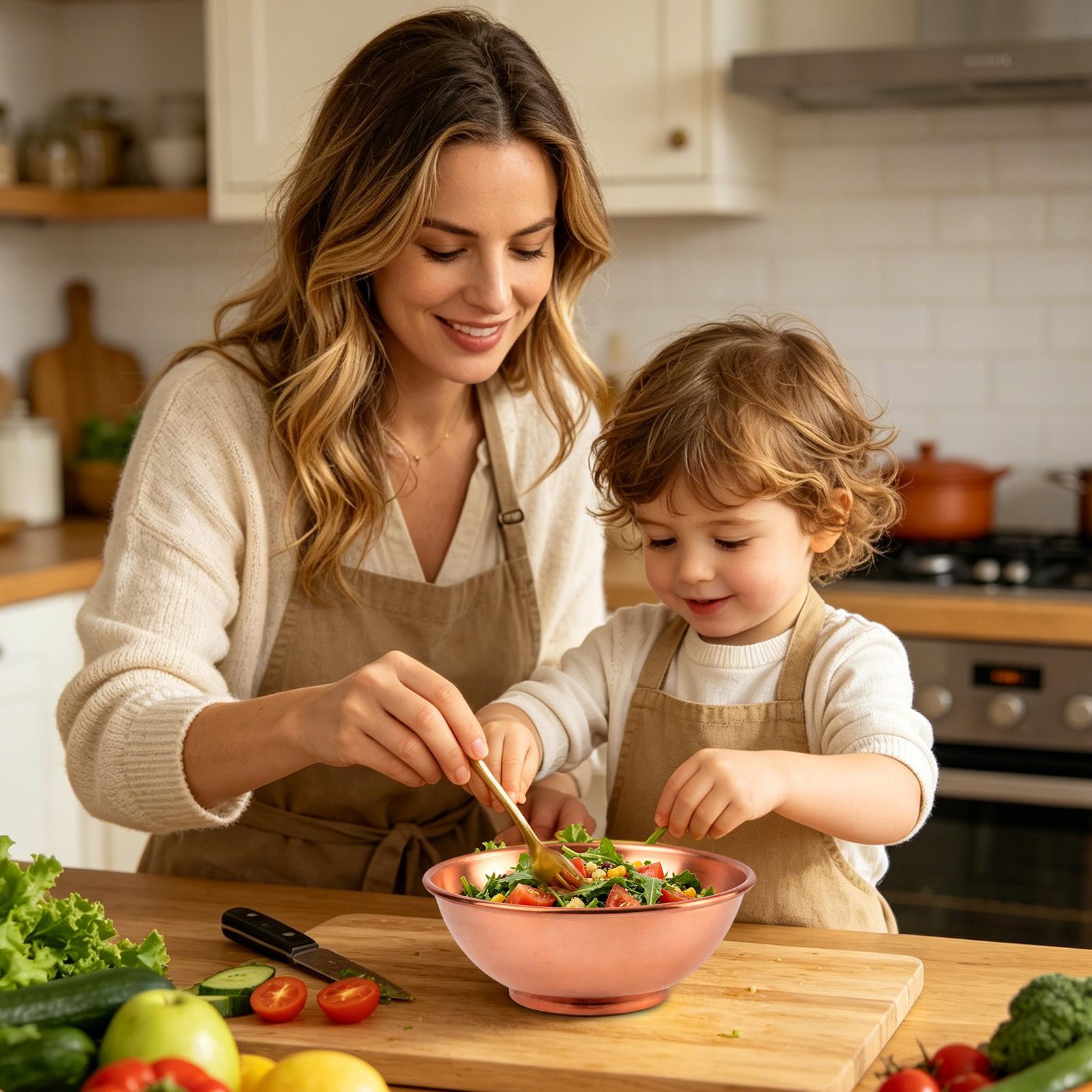 銅製ボウル 大型保存容器 サラダ用銅製皿 家庭用サービング  - Kitchen Gadgets Organizer のレビューと価格