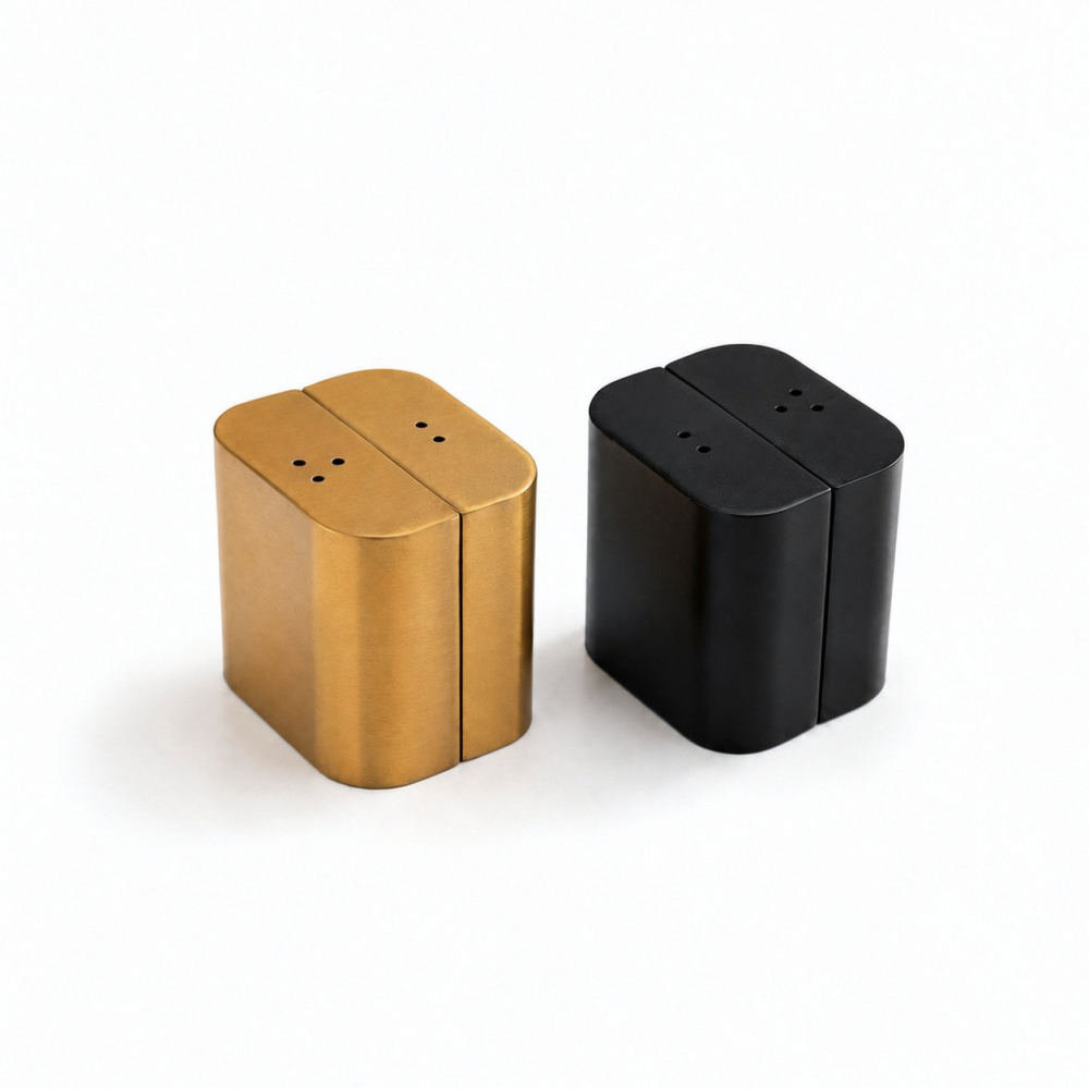 ゴールドのステンレス製スパイス容器。モダンなデザインの塩・胡 - Kitchen Gadgets Gold のレビューと価格