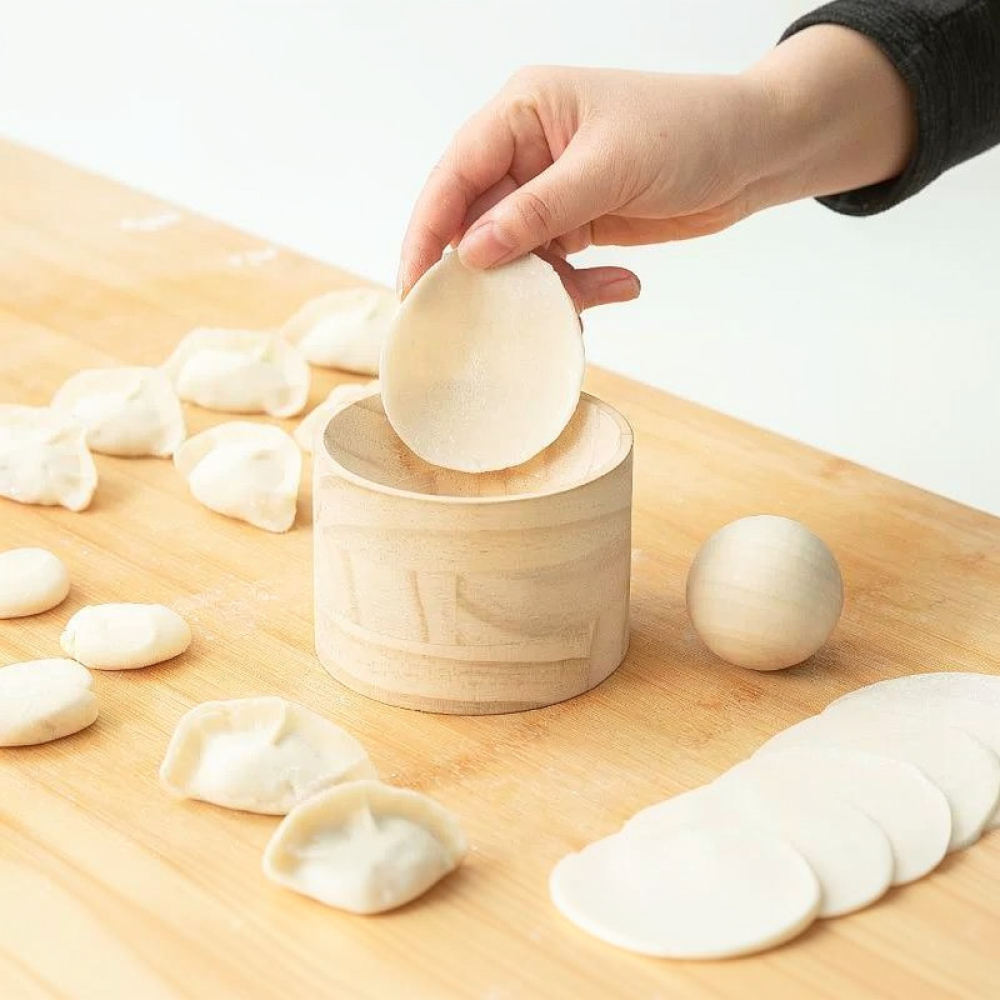 キッチン用生地伸ばし器、木製餃子皮型、手動式ペストリープレス - Kitchen Gadgets Dumpling Maker のレビューと価格